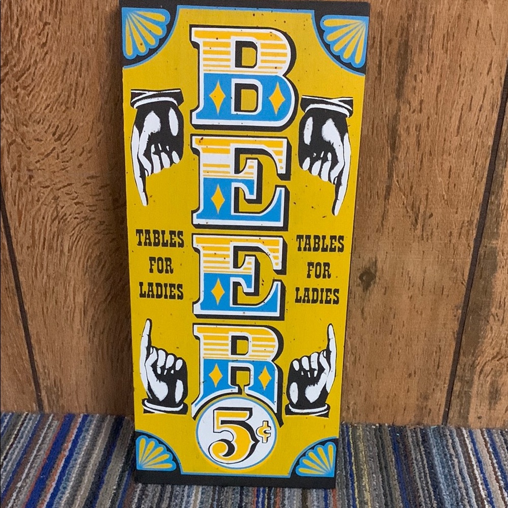 Painted Wooden Beer Sign